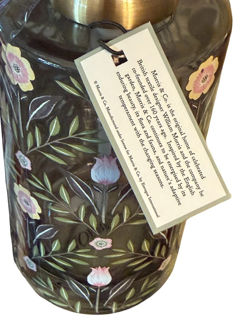 Morris & Co. NWT Woodland Weeds Floral Glass Soap Dispenser & Tumbler Set